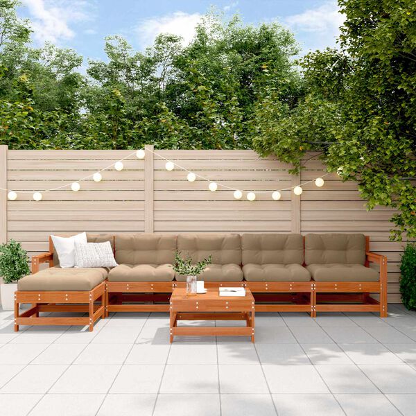 vidaXL Kerti lounge szett 7 pcs Viaszbarna T&ouml;m&ouml;r fenyő