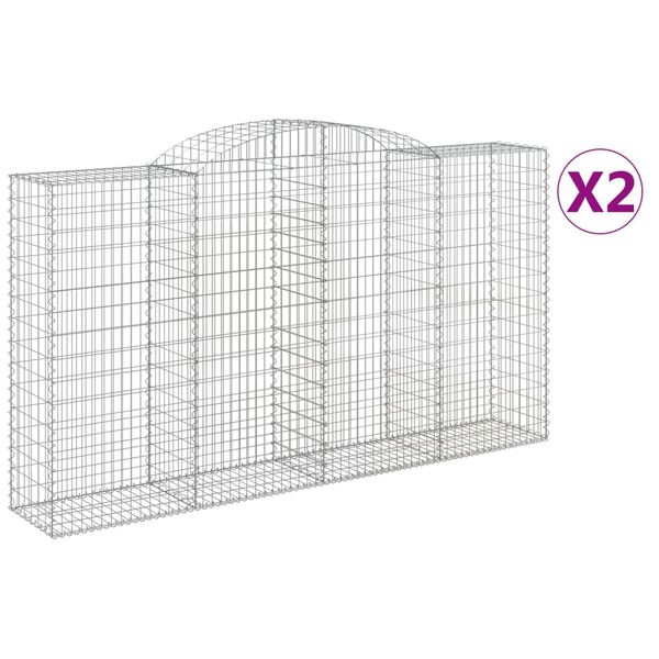 vidaXL 2 db íves horganyzott vas gabion kosár 300x50x160/180 cm