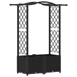 vidaXL Magas&iacute;tott &Aacute;gy Trellis-szel &eacute;s Tetővel Fekete 125 x 40 x 138 cm