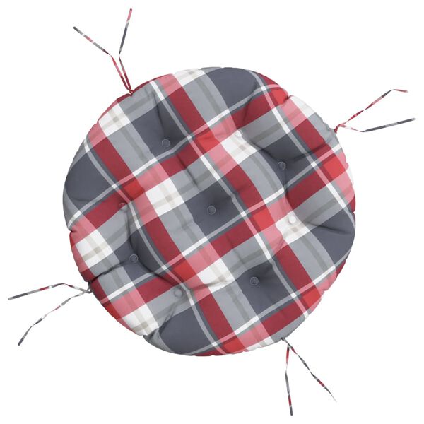 vidaXL piros kock&aacute;s oxford-sz&ouml;vet kerek p&aacute;rna &Oslash; 60 x 11 cm