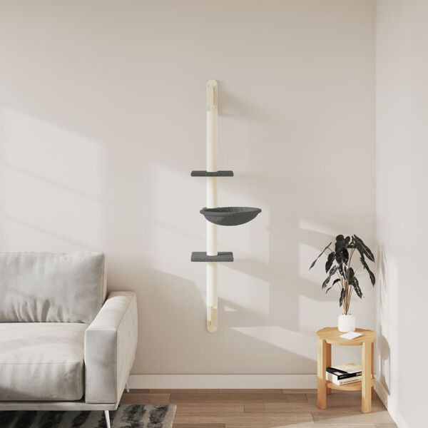 vidaXL s&ouml;t&eacute;tsz&uuml;rke falra szerelhető kapar&oacute;fa 142,5 cm