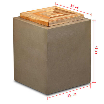 vidaXL újrahasznosított tíkfa/beton kisasztal 35 x 35 x 45 cm