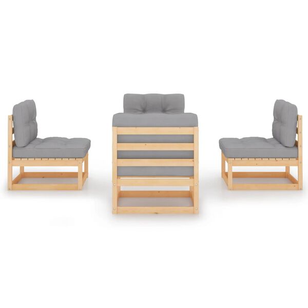 vidaXL 4 r&eacute;szes t&ouml;m&ouml;r fenyőfa kerti &uuml;lőgarnit&uacute;ra p&aacute;rn&aacute;kkal