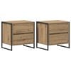 vidaXL &Eacute;jjeli asztal 2 db K&eacute;zműves T&ouml;lgy 50 x 39.5 x 50 cm Szerelt Fa