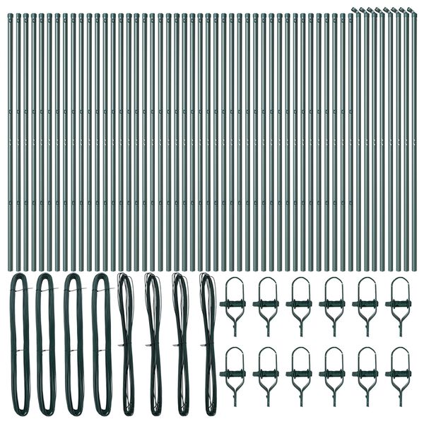vidaXL Ker&iacute;t&eacute;soszlop 52 pcs Z&ouml;ld 3,2 x 3,2 x 150 cm