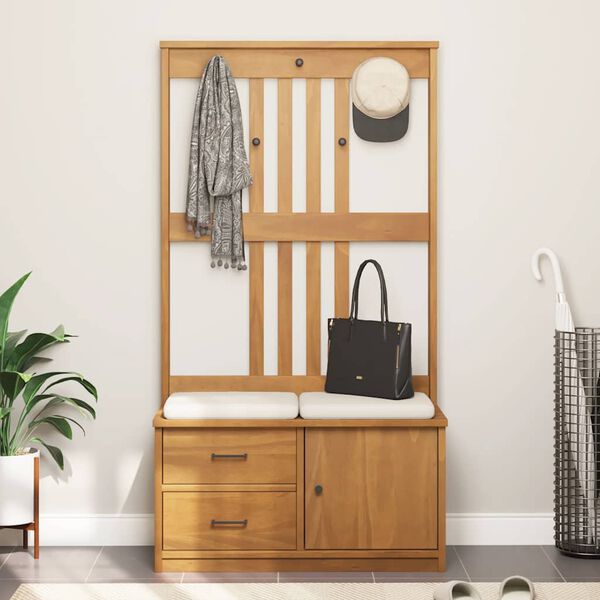 vidaXL SANDNES tömör fenyőfa előszobafa 87x40x159,5 cm