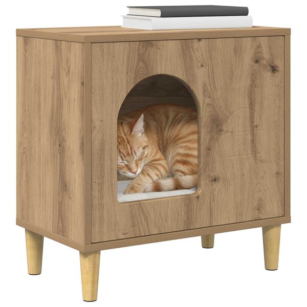 vidaXL Macska H&aacute;z Műv&eacute;szi t&ouml;lgy 51 x 30 x 52 cm Faanyag