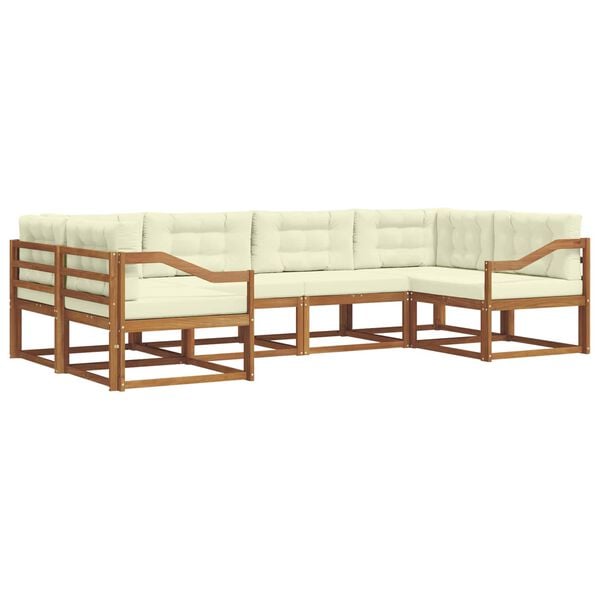 vidaXL K&uuml;lt&eacute;ri kanap&eacute; szett p&aacute;rn&aacute;val 6 pcs Term&eacute;szetes &eacute;s kr&eacute;msz&iacute;nű