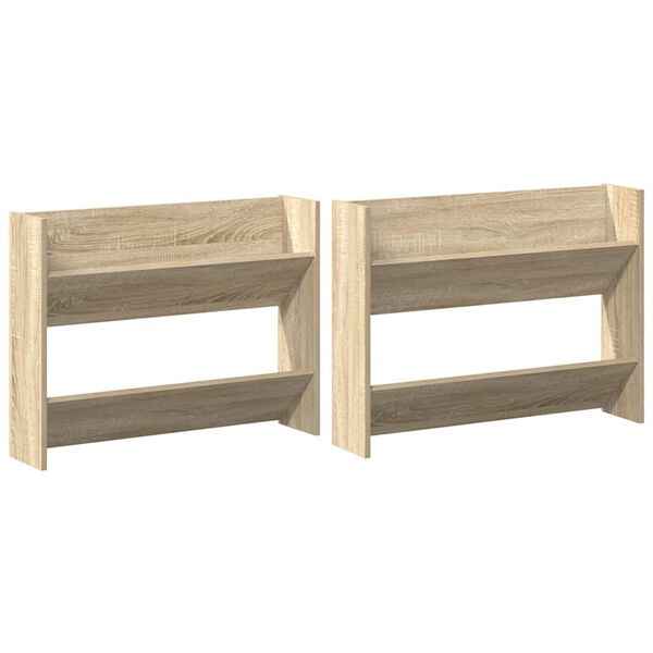 vidaXL 2 db sonoma-t&ouml;lgysz&iacute;nű fali cipősszekr&eacute;ny 80 x 18 x 60 cm