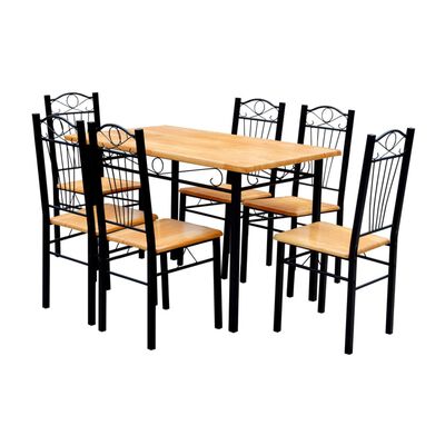 Ebédlőasztal és székek (6 db.- világosbarna) / étkező garnitúra