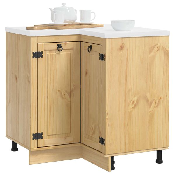 vidaXL Cabinet polcokkal SKI M&eacute;zes Barna 60 x 32 x 40 cm T&ouml;m&ouml;r fenyőfa