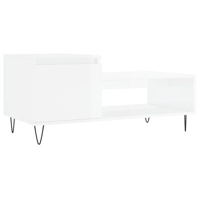 vidaXL magasfényű fehér szerelt fa dohányzóasztal 100 x 50 x 45 cm