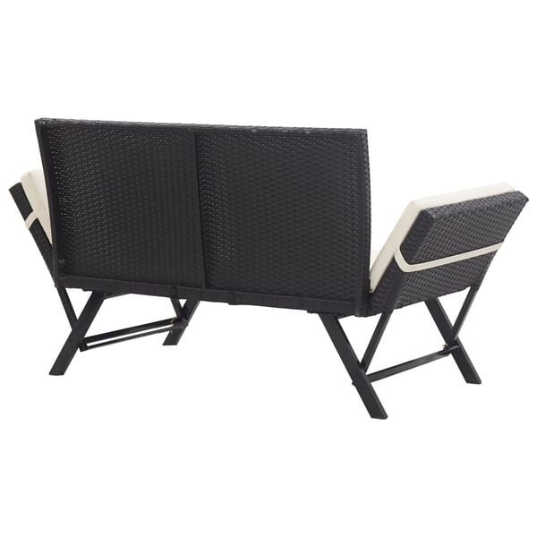 vidaXL fekete polyrattan kerti pad p&aacute;rn&aacute;val 176 cm