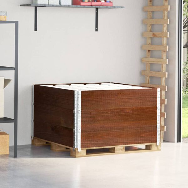 vidaXL 3 db barna t&ouml;m&ouml;r fenyőfa raklapmagas&iacute;t&oacute; 100 x 100 cm