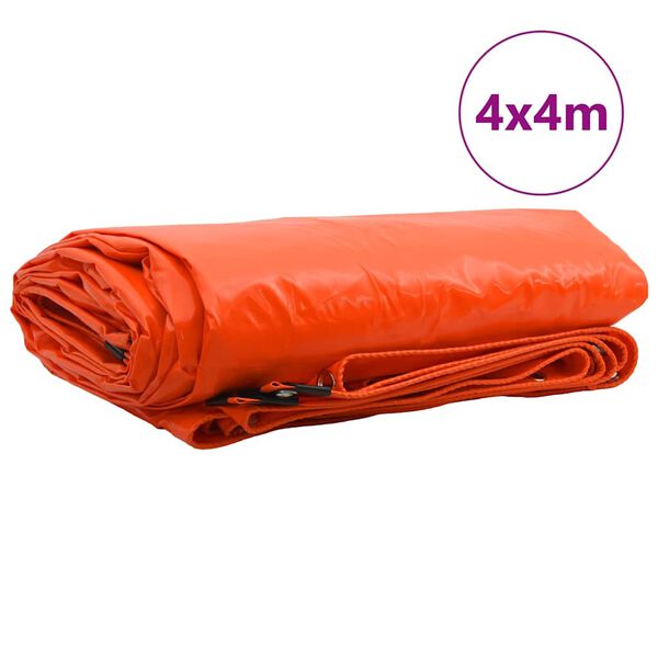 vidaXL Ponyva 650g / m² Narancssárga 4 x 4 m Vászon PVC bevonattal