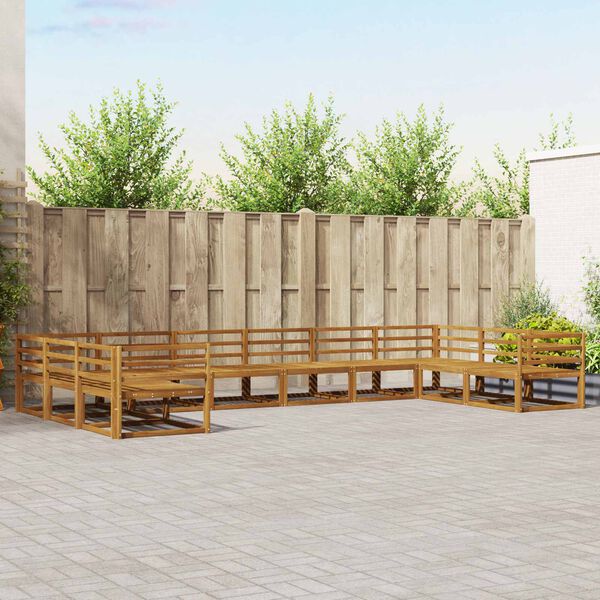 vidaXL K&uuml;lt&eacute;ri kanap&eacute; szett 10 pcs Term&eacute;szetes T&ouml;m&ouml;r Ak&aacute;cfa