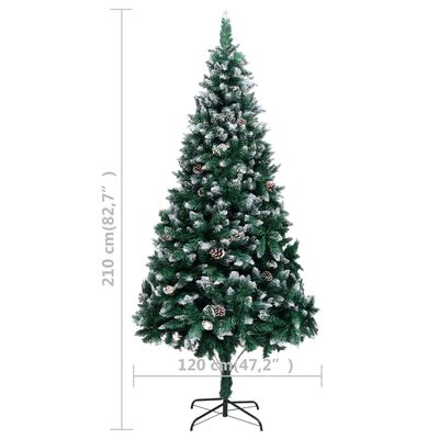 vidaXL műkarácsonyfa LED-del / tobozzal / pelyhes hóval 210 cm