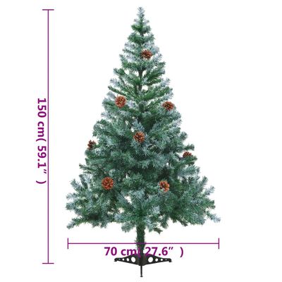 vidaXL zúzmarás megvilágított karácsonyfa tobozzal 150 cm