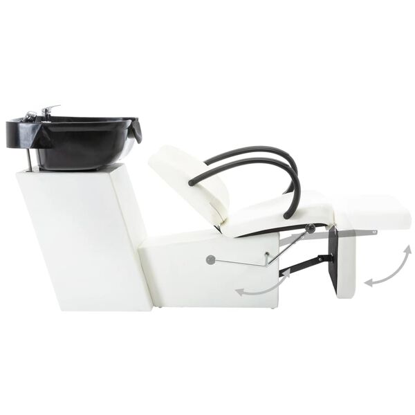 vidaXL fekete-feh&eacute;r műbőr fejmos&oacute; sz&eacute;k mosd&oacute;kagyl&oacute;val