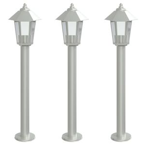vidaXL 3 db ez&uuml;stsz&iacute;nű rozsdamentes ac&eacute;l k&uuml;lt&eacute;ri &aacute;ll&oacute;l&aacute;mpa 80 cm