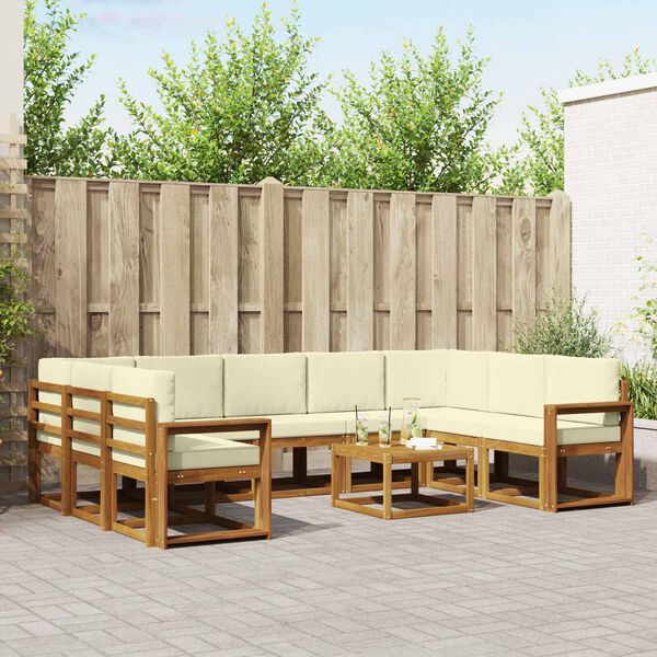 vidaXL K&uuml;lt&eacute;ri kanap&eacute; szett p&aacute;rn&aacute;val 10 pcs Term&eacute;szetes &eacute;s kr&eacute;msz&iacute;nű