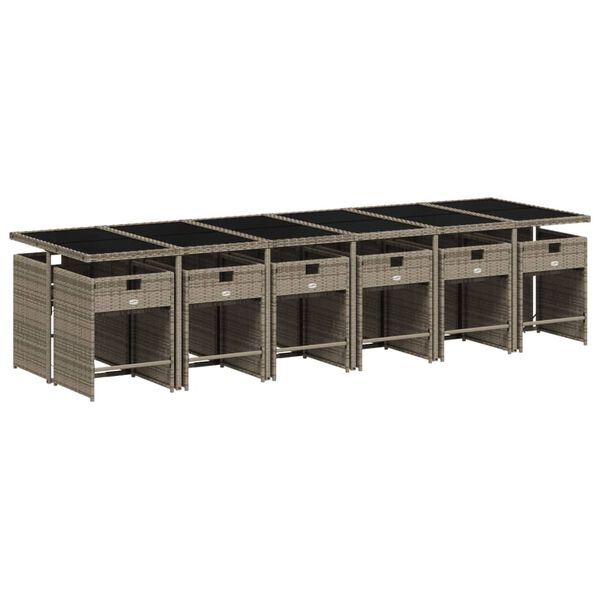 vidaXL 13 r&eacute;szes sz&uuml;rke polyrattan kerti &uuml;lőgarnit&uacute;ra p&aacute;rn&aacute;kkal