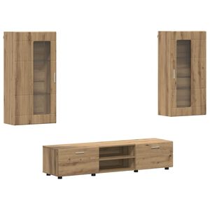 vidaXL TV szekr&eacute;ny garnit&uacute;ra FLORIN 3 db Artisan t&ouml;lgy Szerelt Fa