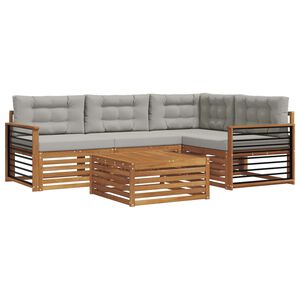 vidaXL K&uuml;lt&eacute;ri kanap&eacute; szett 5 pcs Term&eacute;szetes &eacute;s Vil&aacute;gossz&uuml;rke