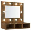 vidaXL f&uuml;st&ouml;s t&ouml;lgy sz&iacute;nű t&uuml;kr&ouml;s szekr&eacute;ny LED-ekkel 60 x 31,5 x 62 cm