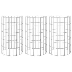 vidaXL 3 db k&ouml;r alak&uacute; horganyzott ac&eacute;l gabion magas&aacute;gy&aacute;s &Oslash;30 x 50 cm