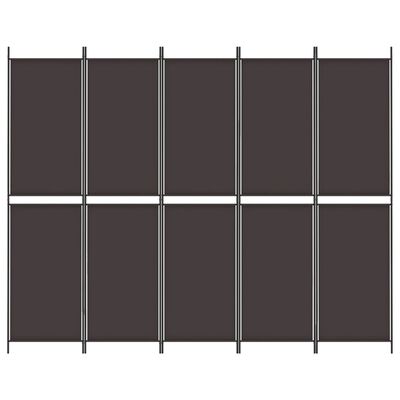 vidaXL 5 paneles barna szövet paraván 250x200 cm