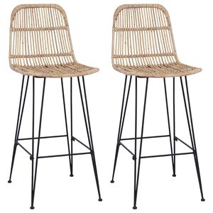 vidaXL B&aacute;rsz&eacute;k 2 db Term&eacute;szetes 44 x 55 x 109 cm Rattan &eacute;s ac&eacute;l