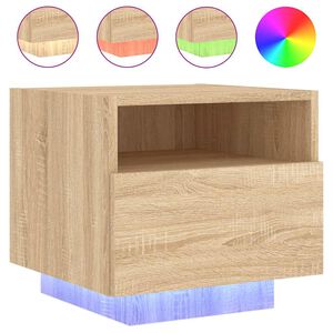 vidaXL sonoma t&ouml;lgy sz&iacute;nű &eacute;jjeliszekr&eacute;ny LED-ekkel 40 x 39 x 37 cm