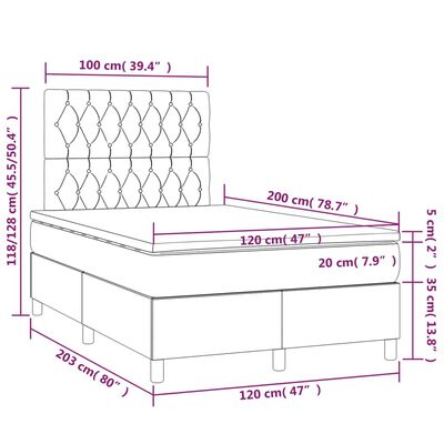 vidaXL rózsaszín bársony rugós ágy matraccal 120 x 200 cm