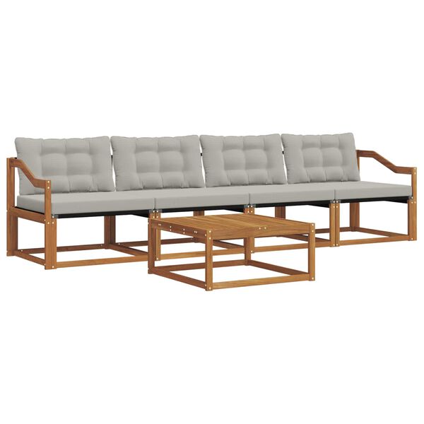 vidaXL K&uuml;lt&eacute;ri kanap&eacute; szett 5 pcs Term&eacute;szetes &eacute;s Vil&aacute;gossz&uuml;rke