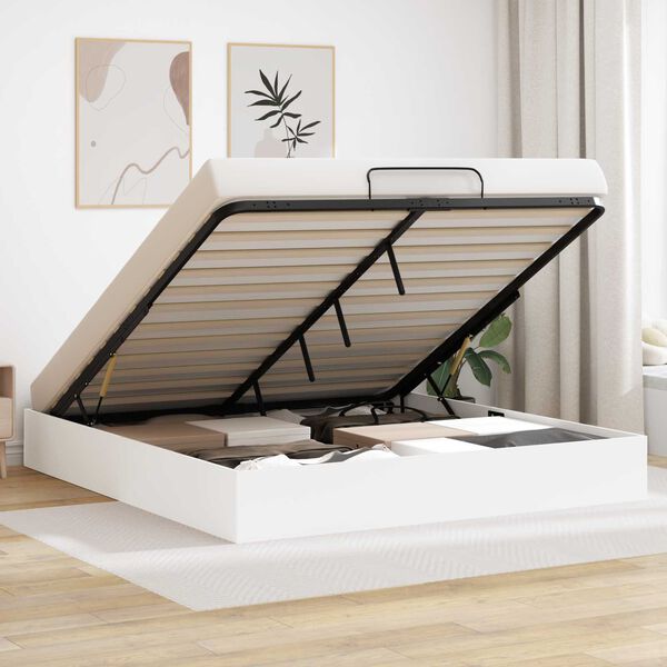 vidaXL Ottom&aacute;n &Aacute;gykeret t&aacute;rol&oacute;val Feh&eacute;r 193 x 120 x 25 cm Faforg&aacute;cslap