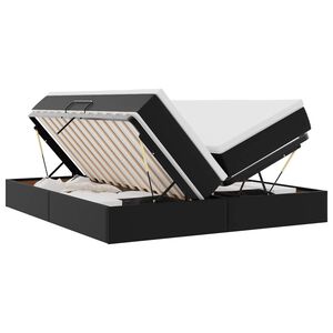 vidaXL &Aacute;gy t&aacute;rol&oacute;val &eacute;s matraccal matracmal Fekete 200 x 200 cm Műbőr