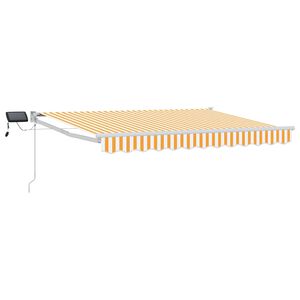 vidaXL LED-es, k&eacute;zi kih&uacute;zhat&oacute; napernyő S&aacute;rga &eacute;s Feh&eacute;r 2,5 x 2 m