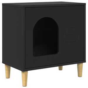 vidaXL Macska H&aacute;z Fekete 51 x 30 x 52 cm Szerelt Fa