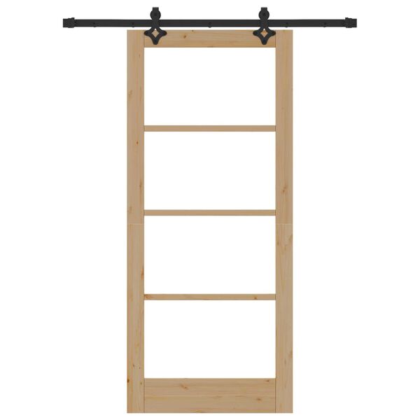 vidaXL Cs&uacute;sz&oacute; ajt&oacute; Term&eacute;szetes 86 x 198,5 cm T&ouml;m&ouml;r fenyőfa &eacute;s &uuml;veg