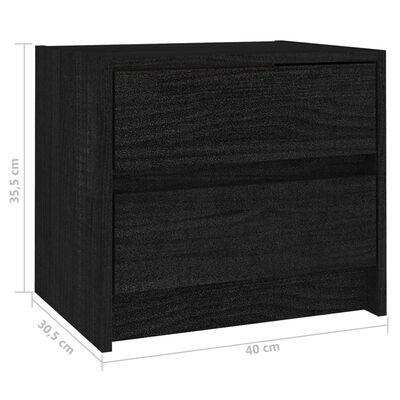 vidaXL 2 db fekete tömör fenyőfa éjjeliszekrény 40 x 30,5 x 35,5 cm