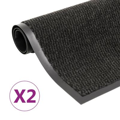 vidaXL 2 db fekete négyszögletes bolyhos szennyfogó szőnyeg 90x150 cm