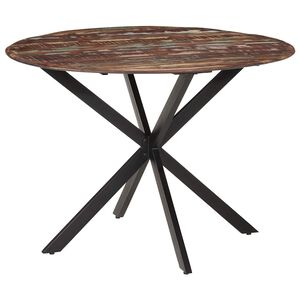 vidaXL t&ouml;m&ouml;r &uacute;jrahasznos&iacute;tott fa &eacute;s ac&eacute;l &eacute;tkezőasztal &Oslash;110 x 78 cm