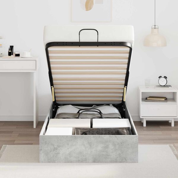 vidaXL Ottom&aacute;n &Aacute;gykeret t&aacute;rol&oacute;val Beton Sz&uuml;rke 90 x 200 cm M&eacute;rn&ouml;ki fa