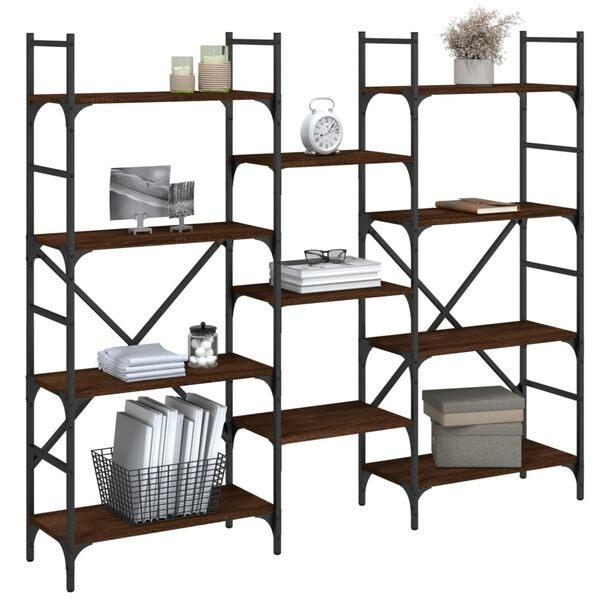 vidaXL barna tölgyszínű szerelt fa könyvespolc 160x28,5x136,5 cm