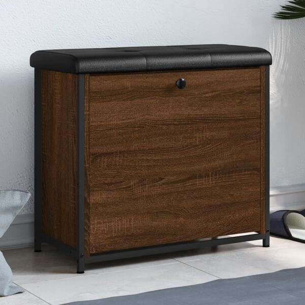 vidaXL barna t&ouml;lgysz&iacute;nű cipőpad lehajthat&oacute; fi&oacute;kkal 62 x 32 x 56 cm