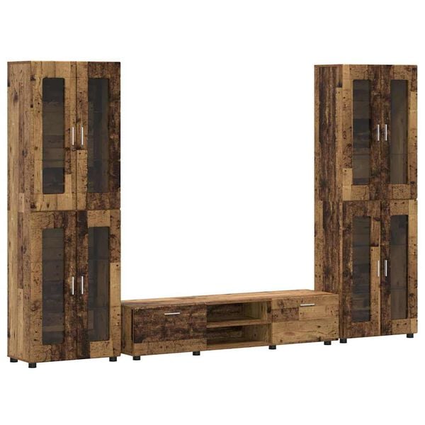 vidaXL TV szekr&eacute;ny garnit&uacute;ra fi&oacute;kkal polcokkal FLORIN &Ouml;reg fa Faanyag