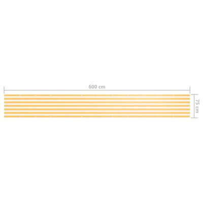 vidaXL fehér-sárga oxford-szövet erkélyparaván 75 x 600 cm