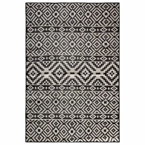 vidaXL fekete cs&iacute;kos lapos sz&ouml;v&eacute;sű k&uuml;lt&eacute;ri szőnyeg 120 x 170 cm