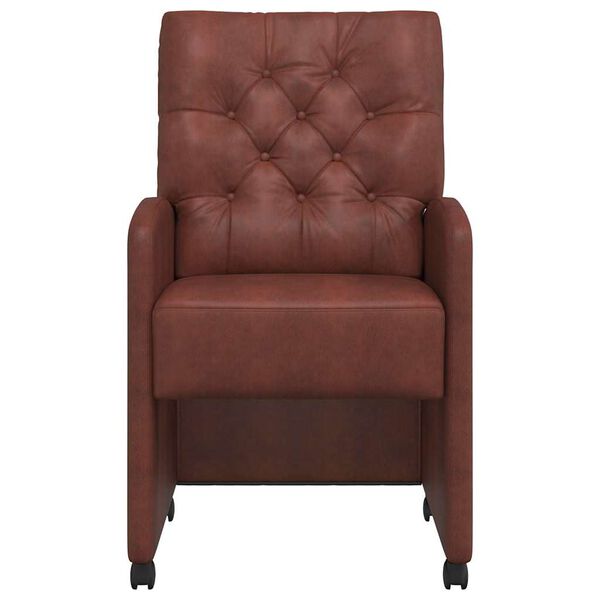 vidaXL Kerekes Étkező Székek 2 pcs Fényes barna 58 x 67 x 97 cm Műbőr
